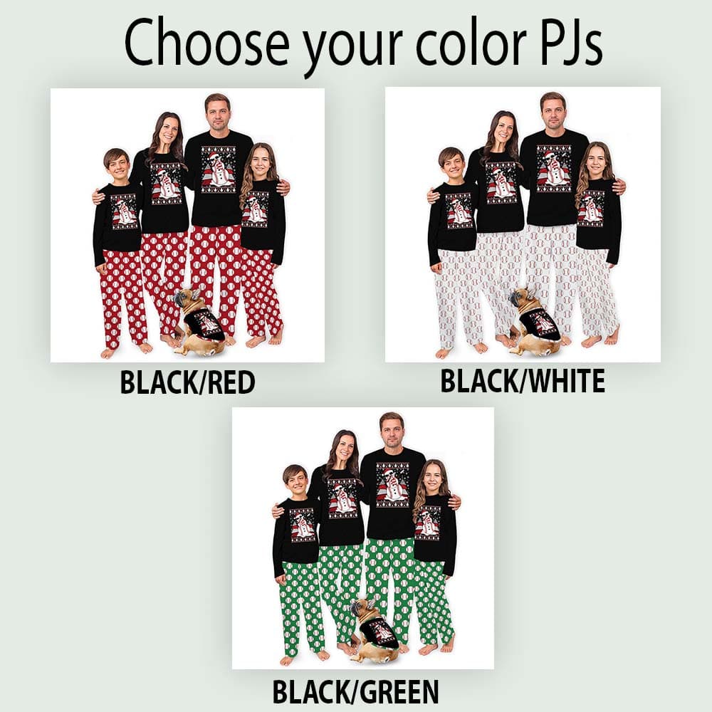 Dope Baseball Snowman Matching Christmas Pjs Plus Size 3