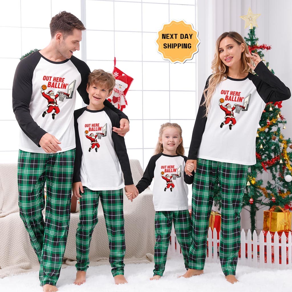 Baseball Santa Player Matching Xmas Family Pajamas 4