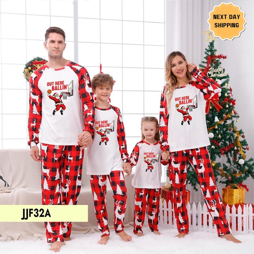 Baseball Santa Player Matching Xmas Family Pajamas 1
