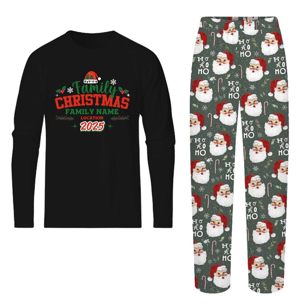 Custom Family Name And Location Santa Christmas Pajamas 0