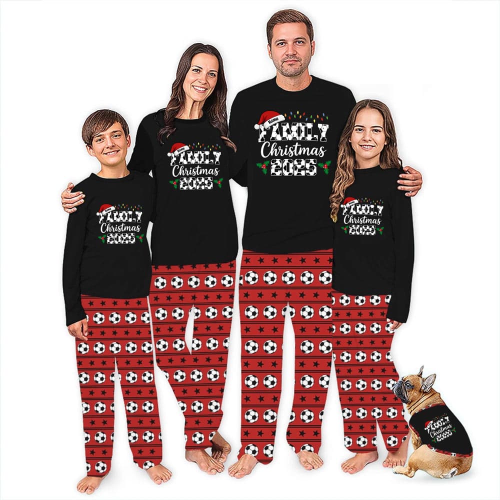 Custom Name Family Soccer Christmas Pajamas 2025 0