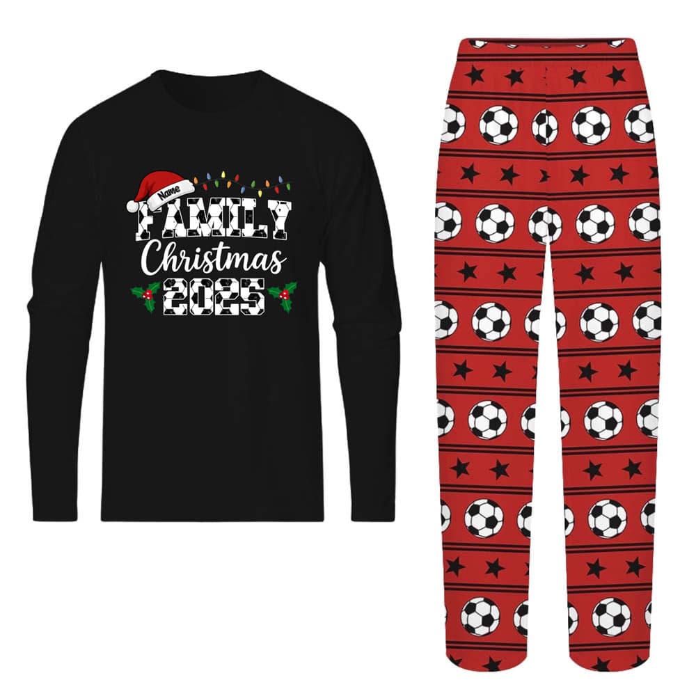 Custom Name Family Soccer Christmas Pajamas 2025 1