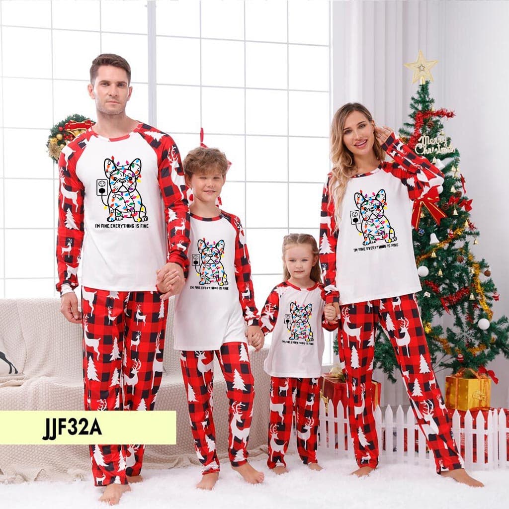 Funny French Bulldog Matching Family Christmas Jammies 5