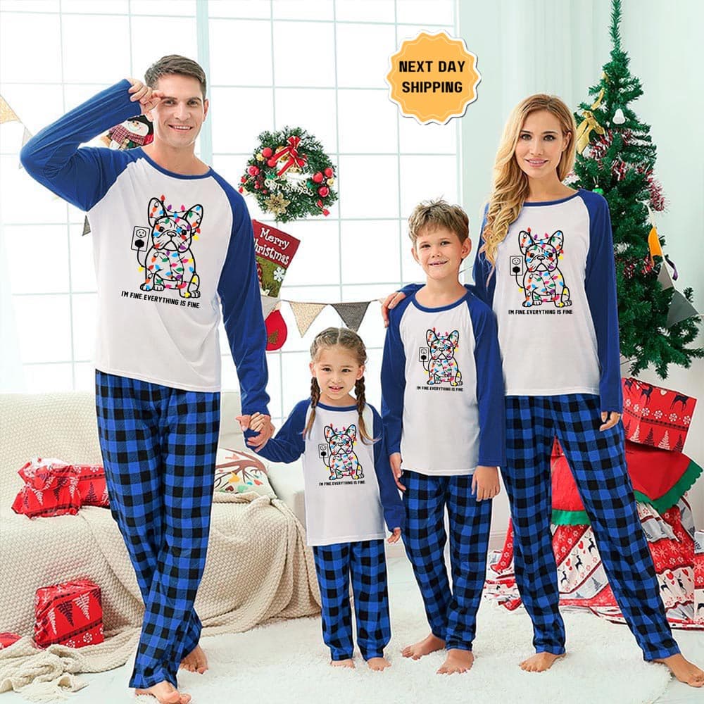 Funny French Bulldog Matching Family Christmas Jammies 4