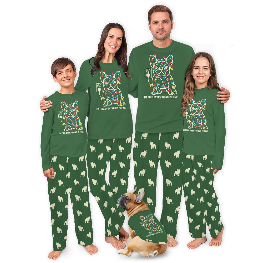 Funny French Bulldog Matching Family Xmas Pajamas 0