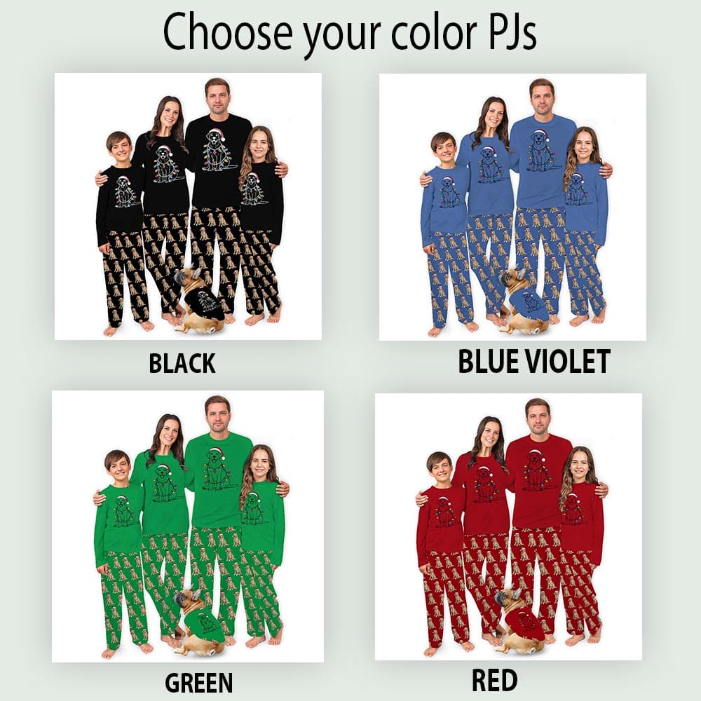 Labrador Retriever And Christmas Light Matching Family Jammies 2