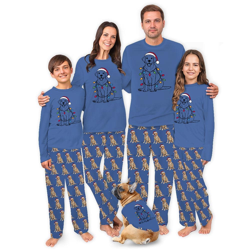 Labrador Retriever And Christmas Light Matching Family Jammies 3
