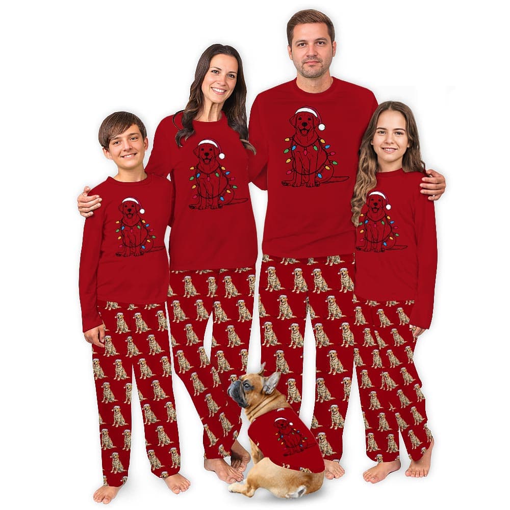 Labrador Retriever And Christmas Light Matching Family Jammies 5