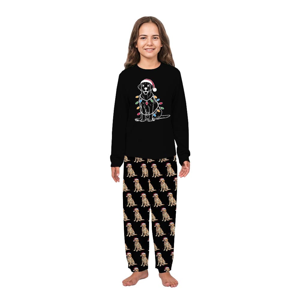 Labrador Retriever And Christmas Light Matching Family Jammies 6