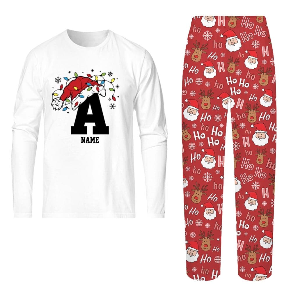 Monogram Matching Family Christmas Pajamas With Santa Theme 0
