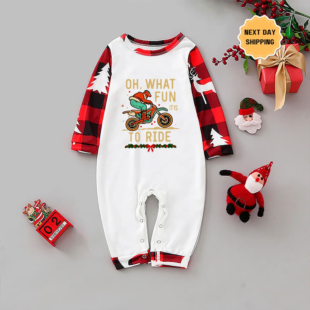 Oh What Fun It Is To Ride Motocross Matching Pjs For Xmas 6