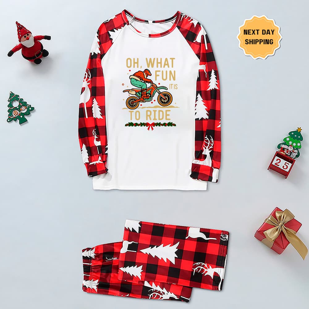 Oh What Fun It Is To Ride Motocross Matching Pjs For Xmas 5