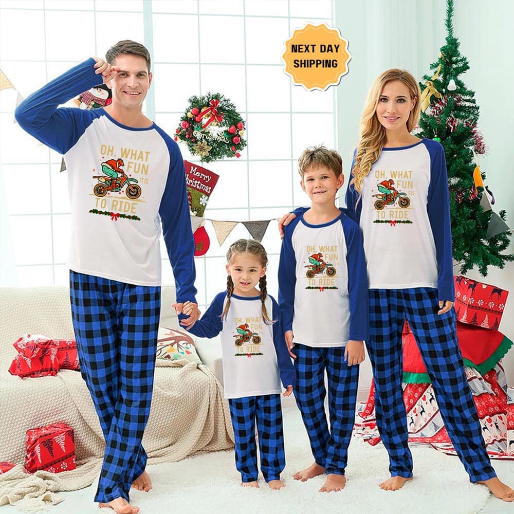 Oh What Fun It Is To Ride Motocross Matching Pjs For Xmas 4