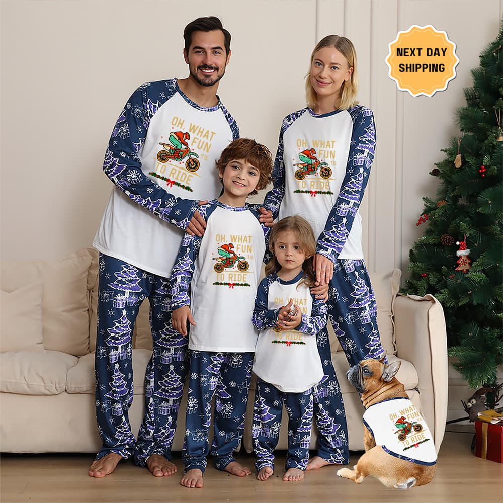 Oh What Fun It Is To Ride Motocross Matching Pjs For Xmas 1