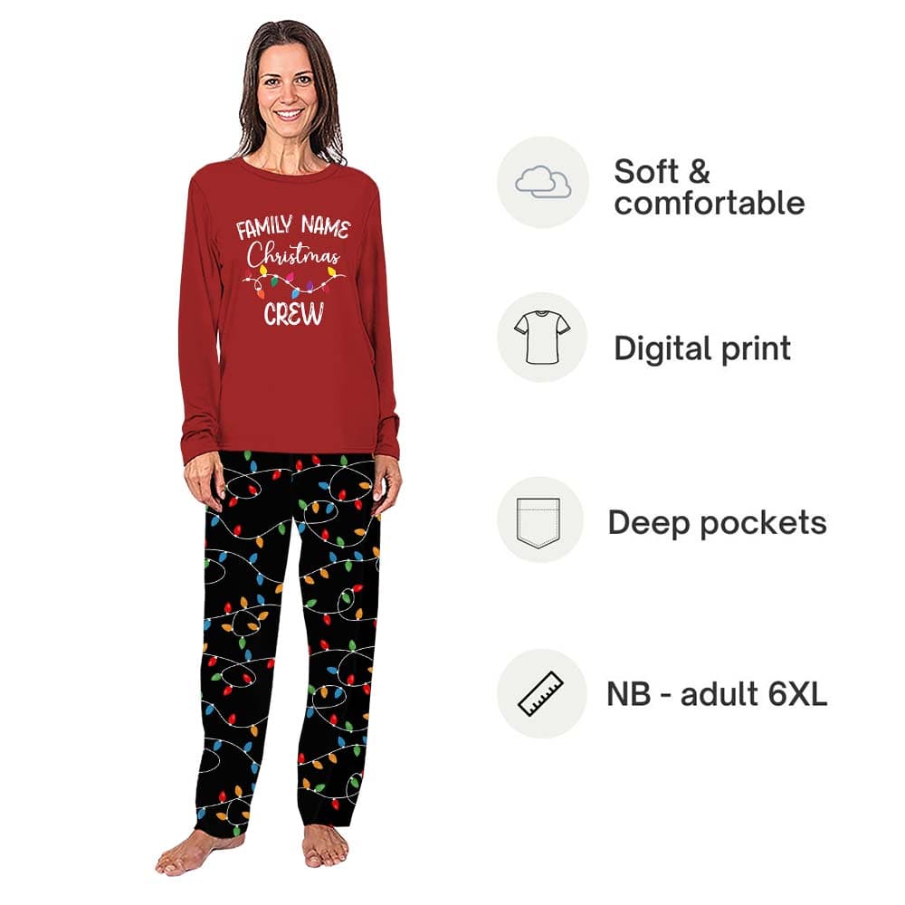 Personalized Family Name Christmas Light Matching Pajamas 1
