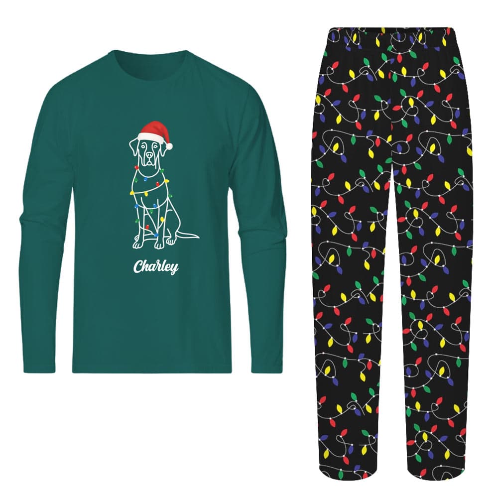 Personalized Dog Christmas Light Matching Pajamas With Name 1