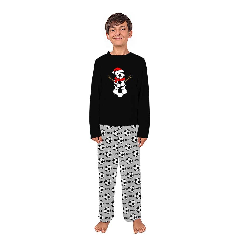 Soccer Snowman Matching Family Pj Sets With Custom Name 5