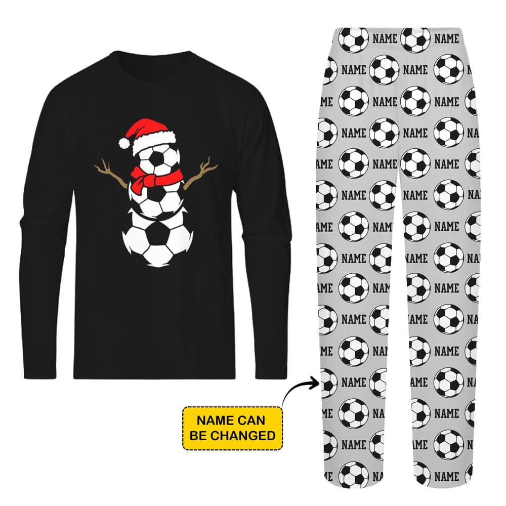 Soccer Snowman Matching Family Pj Sets With Custom Name 1