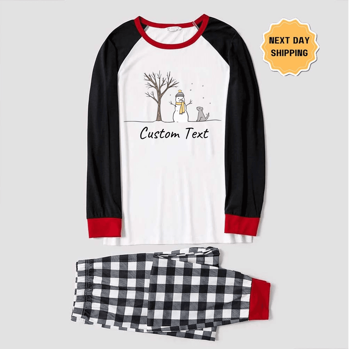 Cute Dog and Snowman Family Matching Pyjama Sets with Name Custom 1