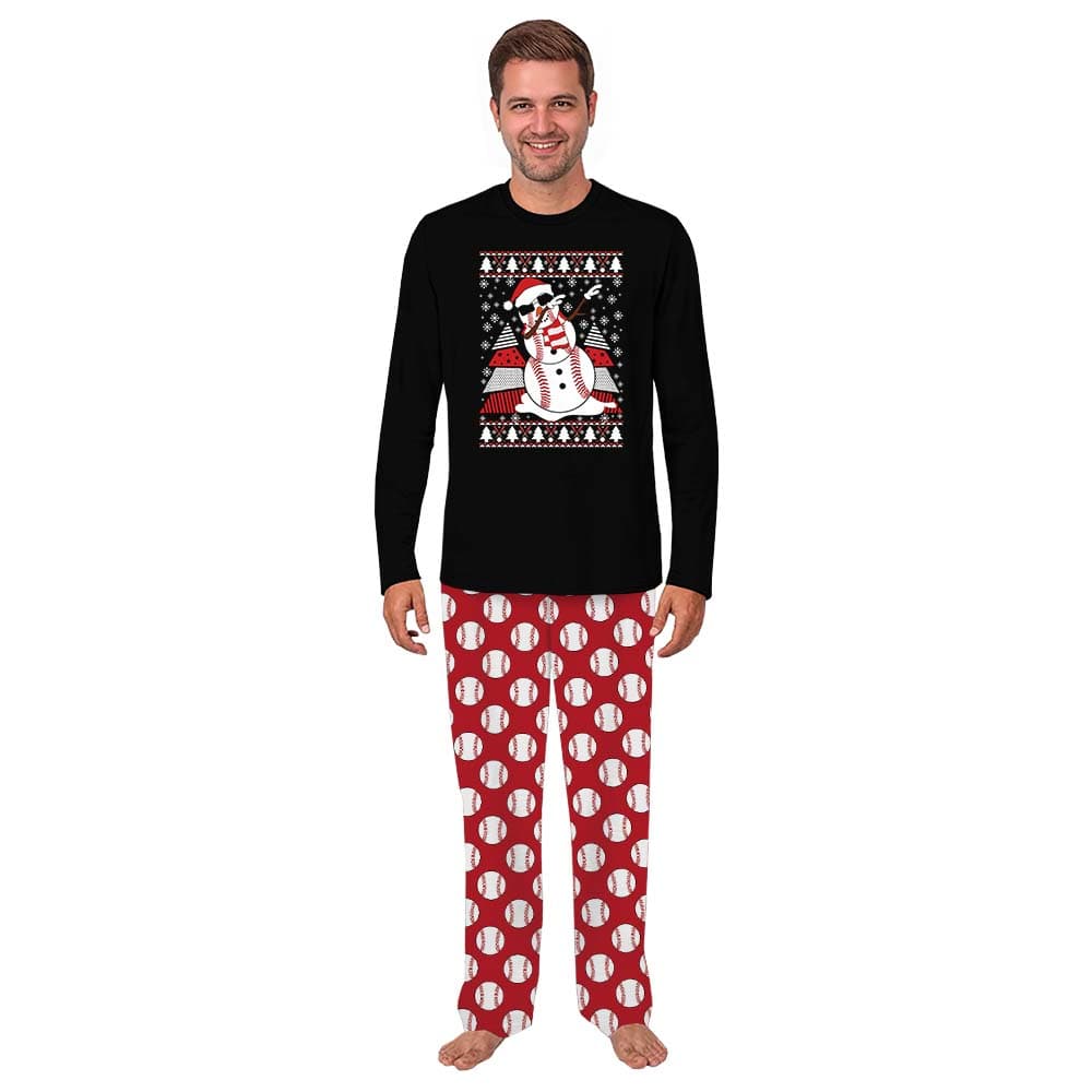Dope Baseball Snowman Matching Christmas Pjs Plus Size 6