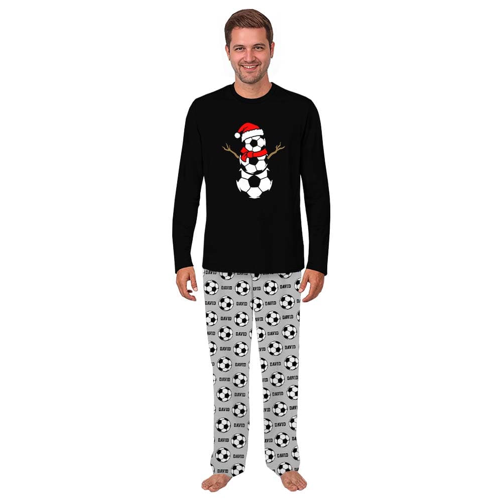 Personalized Name Soccer Snowman Christmas Pajamas 1