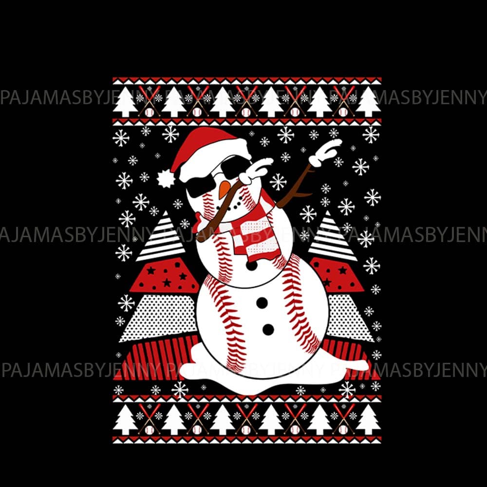 Dope Baseball Snowman Matching Christmas Pjs Plus Size 2