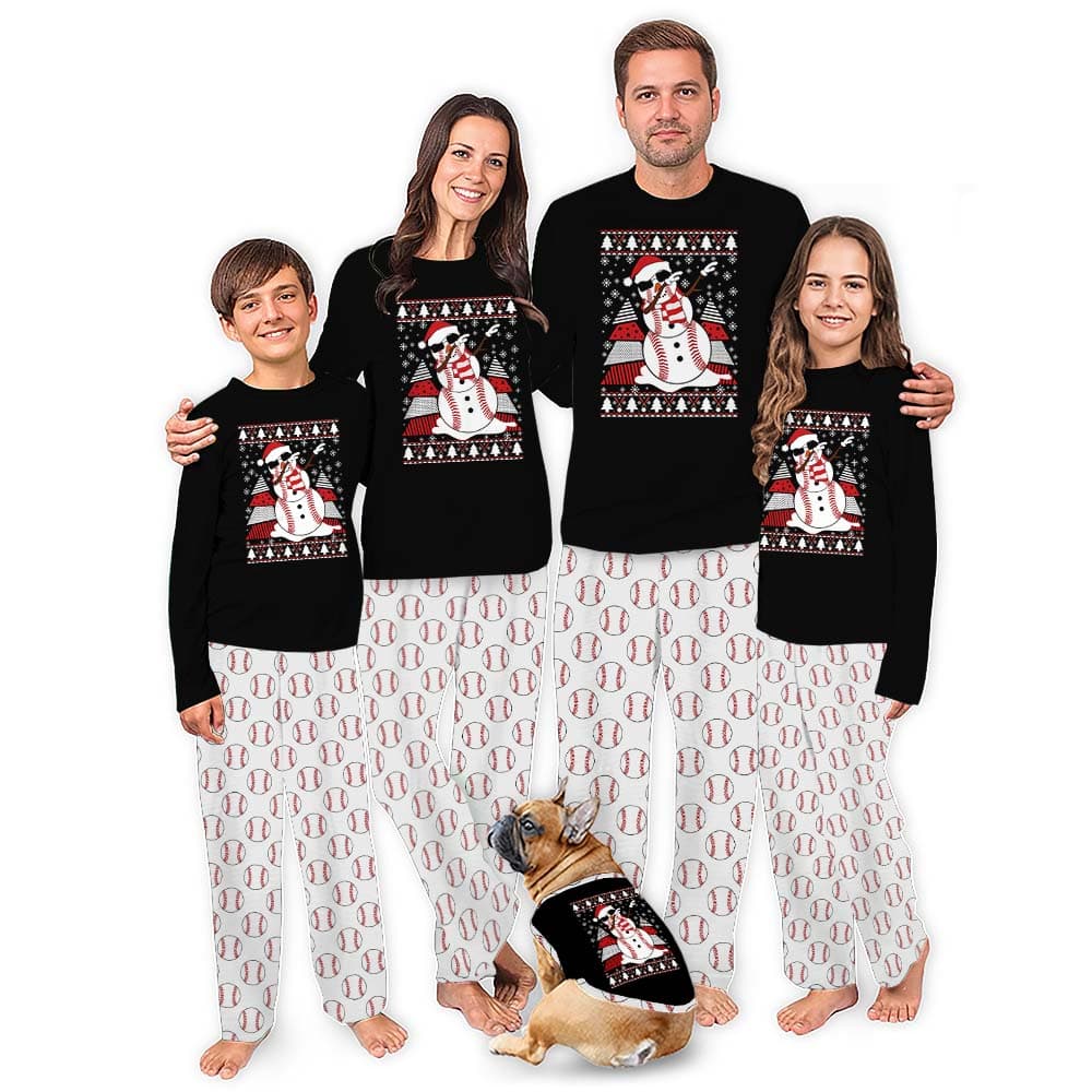 Dope Baseball Snowman Matching Christmas Pjs Plus Size 5