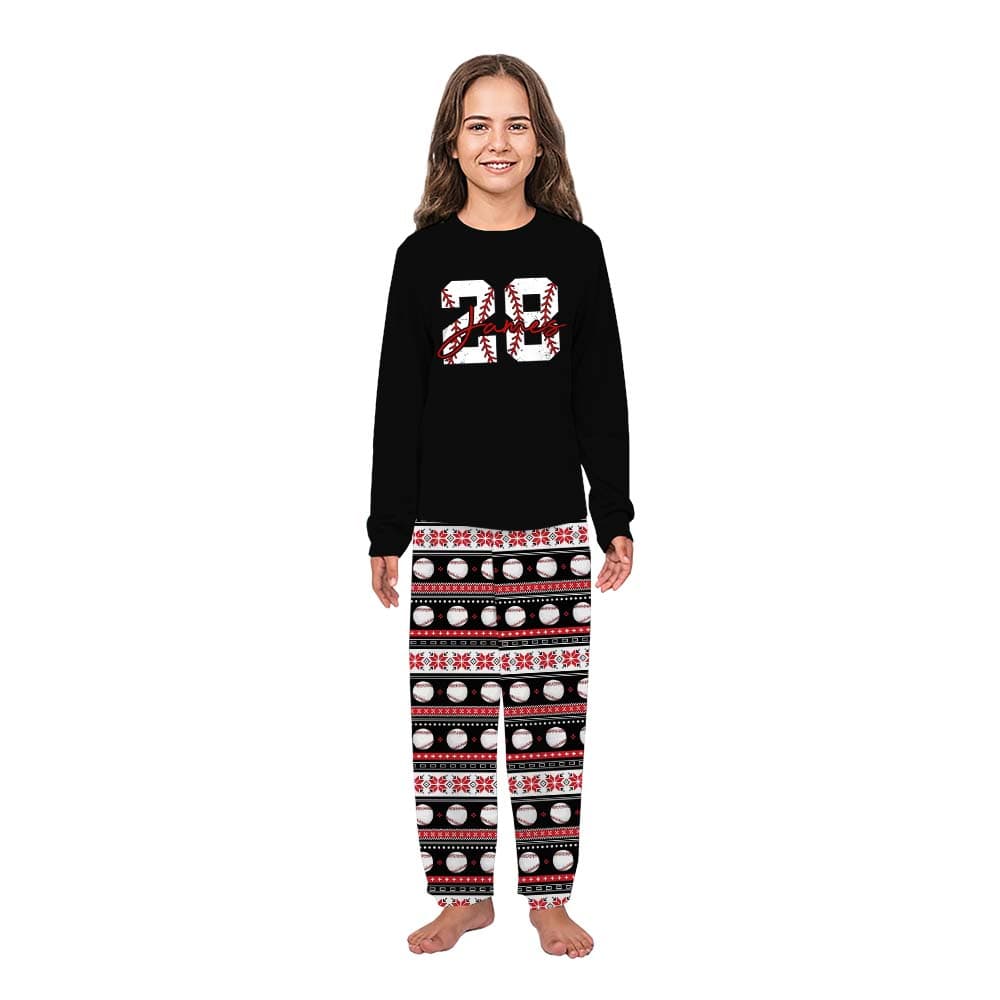 Exclusive Baseball Font Customizable Name And Number Christmas Pajamas 3