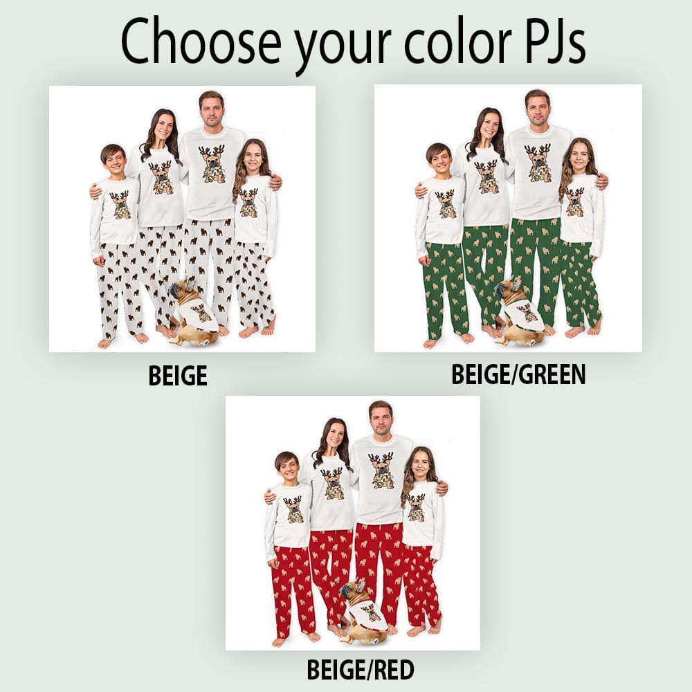 Cute French Bulldog with Reindeer Matching Christmas Pajamas 2